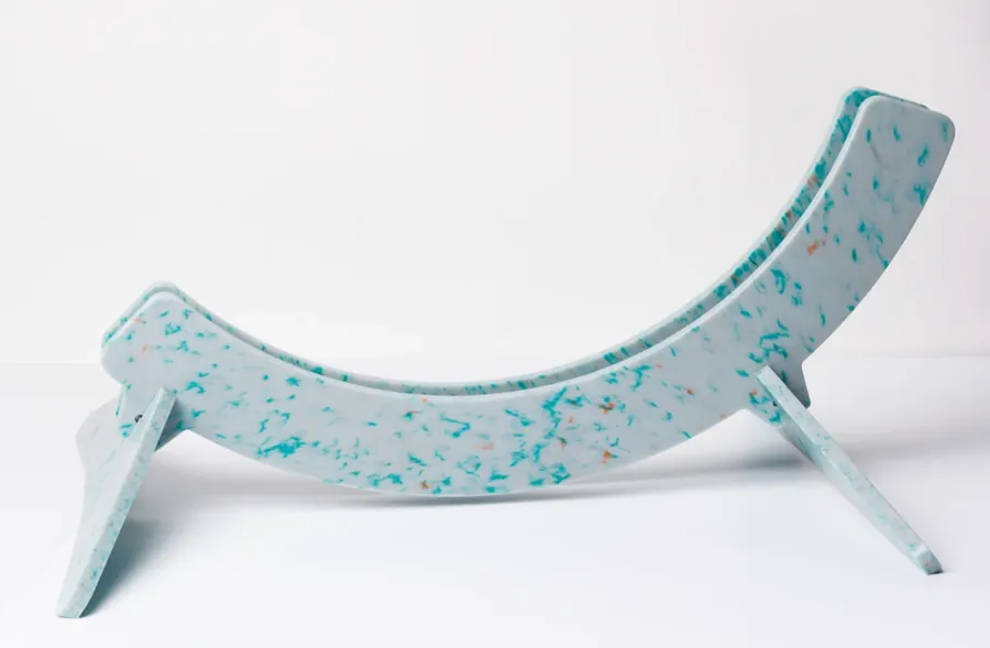 Kingfisher bike stand made from recycled fishing nets and ocean plastics